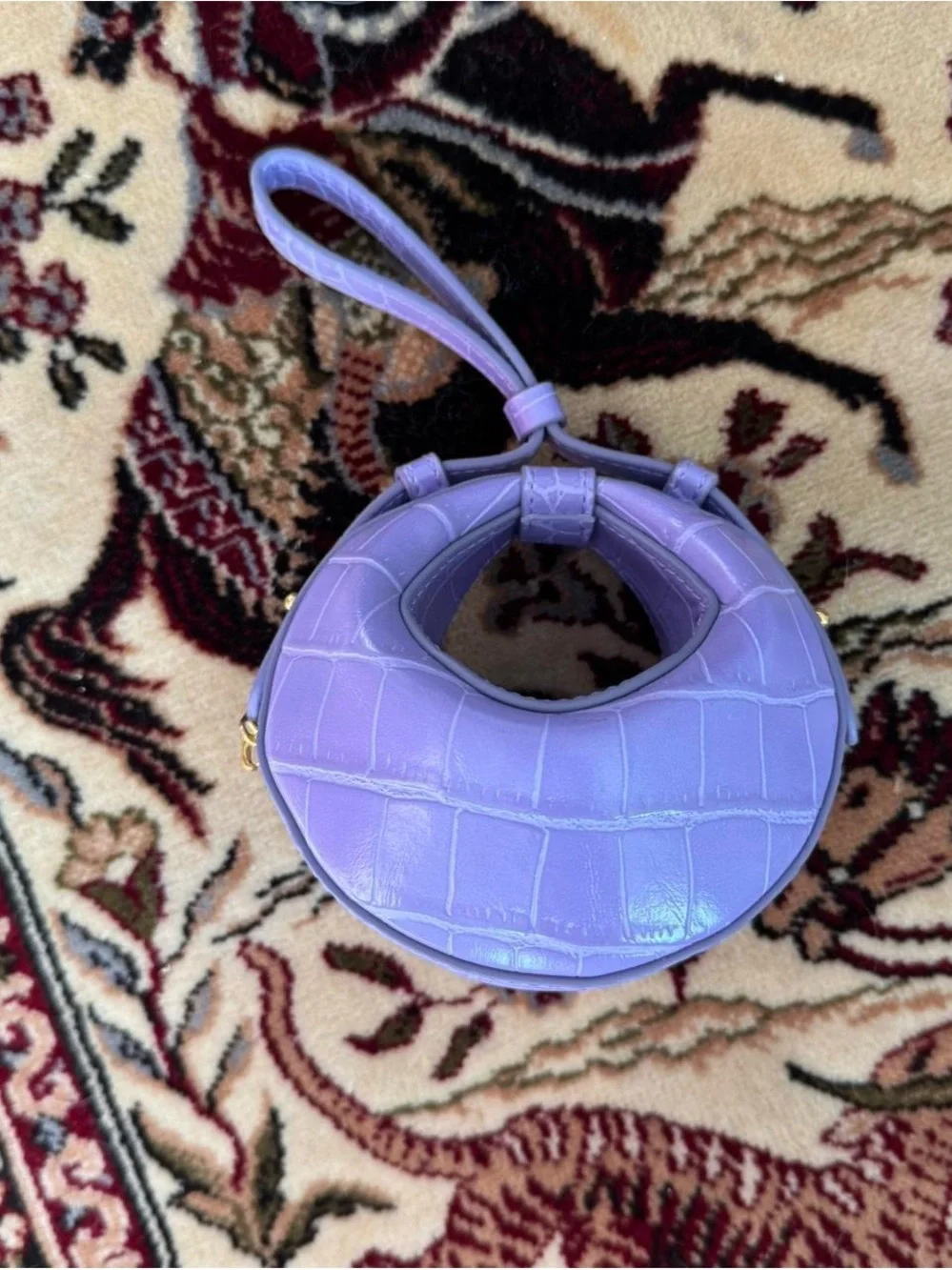 New JW PEI Purple Rantan Super Mini Crocodile Pattern Vegan Leather Handbag